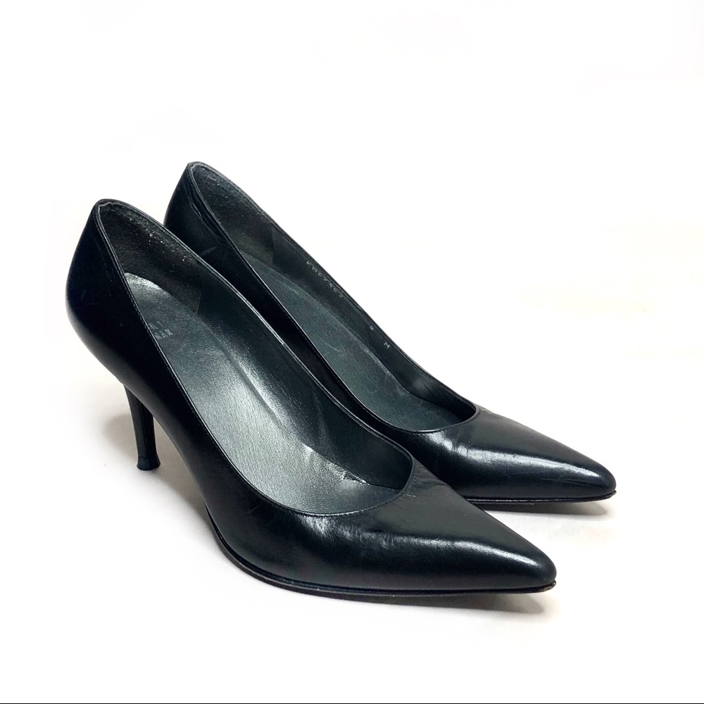 Stuart Weitzman Heist Pointy Pump Black Heel